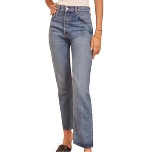 Agolde Blue Sydney Demin Saddle Straight Leg Button Fly Jeans Size 26